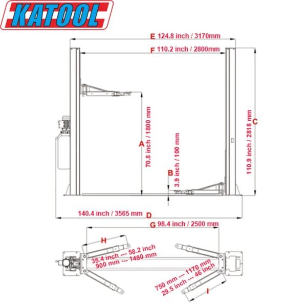 2 Post Car Lift 10 000 lbs | Katool Heavy-Duty Vehicle Lift - Image 5