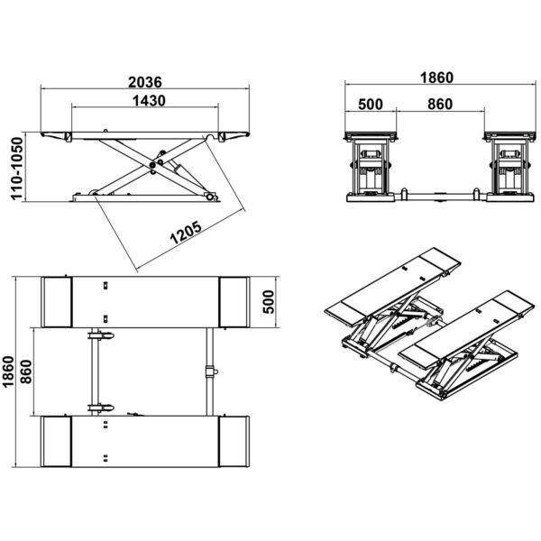 Pneumatic Car Scissor Lift 8 000 lbs Mid-Rise By Katool - Image 6