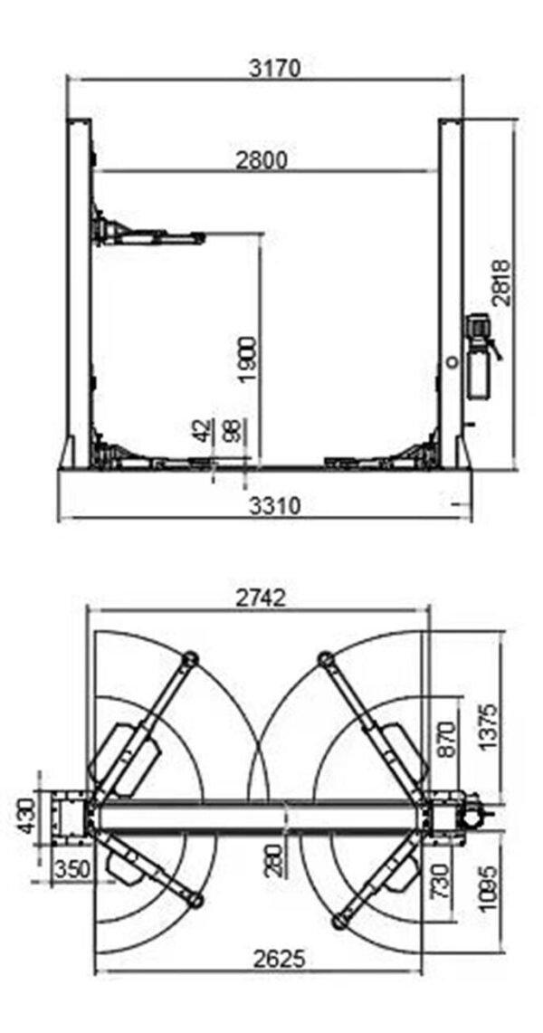 2 Post Car Lift 12 000 lbs | Heavy-Duty Auto Lift By Katool - Image 10