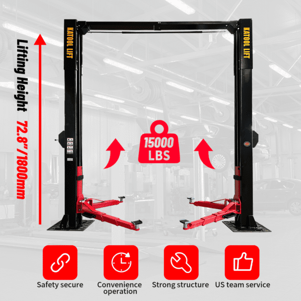 2 Post Car Lift 15,000 lbs | Heavy-Duty By Katool - Image 2